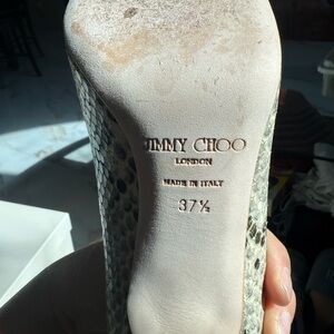 Jimmy Choo Beige and Black Snakeskin Pumps